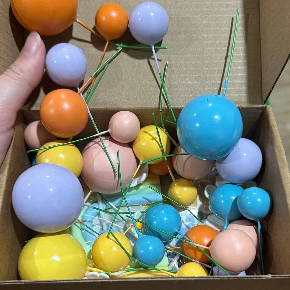 Colorful Birthday ball balloon rainbow cake decorating supplies 38 piece
